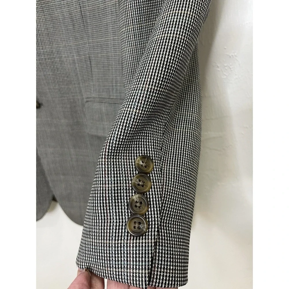 Lauren Ralph Lauren Mens Grey Micro Check Two Button Sport Coat Blazer‎ 42R